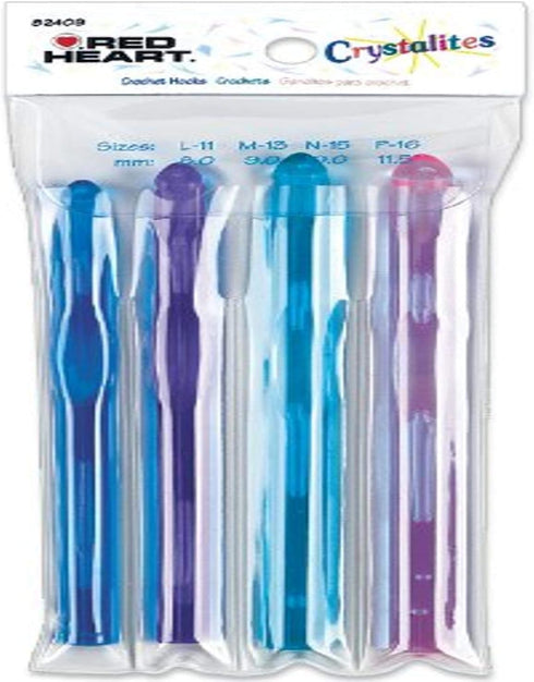 Susan Bates 82409 Red Heart Crystallites Acrylic Crochet Hook Set, Size L11/M13/N15/P16...