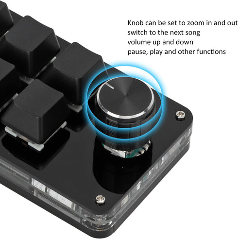 Sonew One Handed Programmable Mechanical Keyboard with Knob, Multifunction 6 Key Mini Gaming Keypad Shortcut DIY Keyboard (Black)...