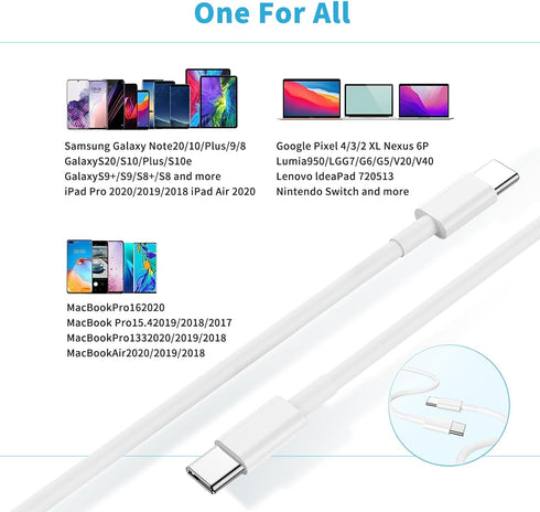 2pack USB C to USB C Cable, 60w (3A) 6FT Fast Long Charger Cord for iPhone 15/15 Pro/15 Plus/15 Pro Max,iPad Pro12.9/11, iPad Mini 6, iPad Air 4/5...