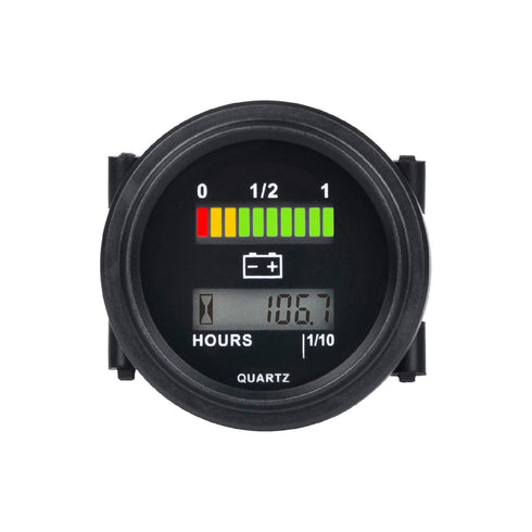 Runleader 12V/24V 36V 48V 72V Battery Fuel Gauge Meter,Battery Level Meter,Resettable TOT Hours,Lead Acid Battery Applicably(But Not Trojan),for G...