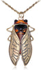 Alilang Big Antique Golden Tone Orange Amber Vintage Insect Cicada Beetle Bug Chain Pendant Necklace...
