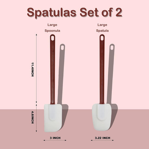 Silicone Spatulas Heat Resistant, Large Silicone Spatulas Set Commercial, Long Handle Rubber Spatulas Silicone.Heavy Duty Silicone Cooking Utensil...