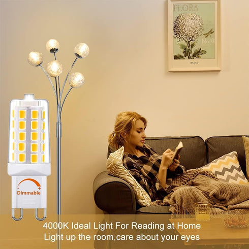 G9 led Bulb Dimmable 4W Natural Daylight White 4000K,Equivalent to 40W Halogen Light, 450Lm 120V AC CRI> 85,No Strobe, Ceramic Bi Pin Base, G9 Bul...