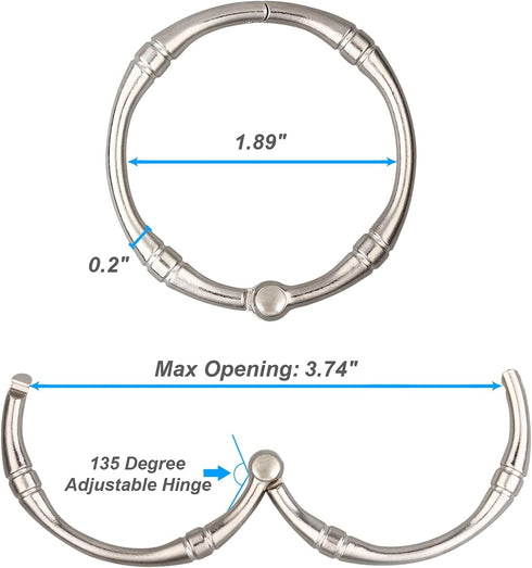 Shower Curtain Hooks, Rustproof Decorative Shower Curtain Rings Metal Round Shower Hooks for Bathroom Shower Rod, 12 Pack (Nickel)...