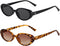 Vintage Small Oval Sunglasses for Women Men 90s Sunglasses Narrow Eyeglasses UV400 Protection 2 Pack...