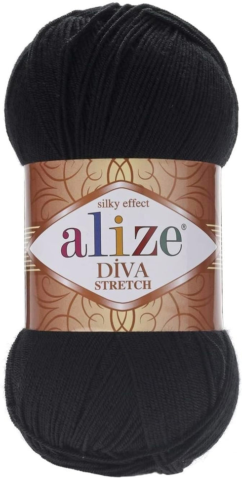 Alize Diva Stretch Yarn, Elastic Microfiber Acrylic Stretch Bikini Yarn, Summer Yarn for Crocheting and Hand Knit, Swimwear Yarn, 2 Sport Yarn, Oe...