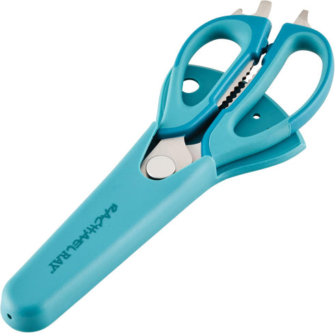 Rachael Ray Professional Multi Shear Kitchen Scissors with Herb Stripper and Sheath, 2 Piece, Agave Blue...