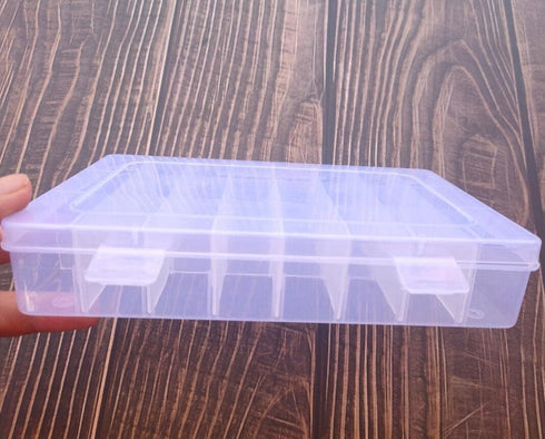Clear Plastic Storage Box Compartments with Adjustable Dividers, Transparent Beads Earring Jewelry Organizer Holder with Lid for Craft Nail Art Ta...