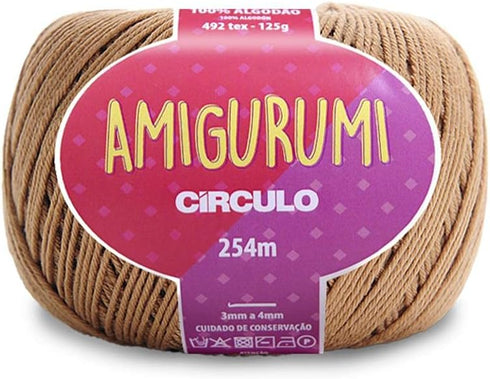 Circulo Amigurumi Yarn, 100% Mercerized Brazilian Virgin Cotton - Cotton Yarn for Crocheting and Knitting, Soft Yarn, Brown Yarn Art - Sport Weigh...