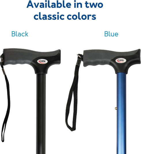 Carex Soft Grip Folding Cane - Foldable Walking Cane For Women and Men - Adjustable Height (33"-37"), Anti-Slip Rubber Tip, Soft Derby Style Ergon...