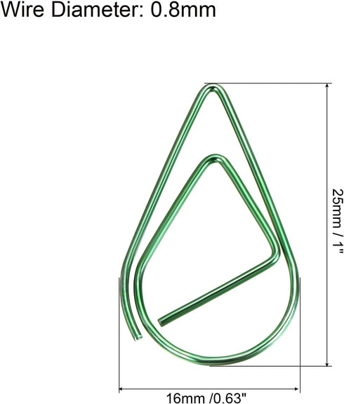 MECCANIXITY Paper Clip Drop-Shaped Cute Decorative Clips Bookmarks with Box 1 Inch Green for Organize Office Home, Pack of 100...