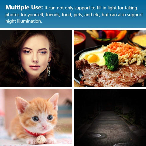 OURRY Selfie Clip on Ring Light, Mini Rechargeable 9 Level Adjustable Brightness Modes with 32 LED, 2-8 Hours, USB Flash Lighting for iPhone/Andro...