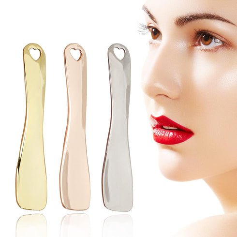 3 PCS Metal Cosmetic Spoon, Zinc Alloy Mini Skincare Spatula, Mask Spatula Facial Cream Facial Cosmetic Spoon Beauty Scoop (Silver Gold Rose Gold)...