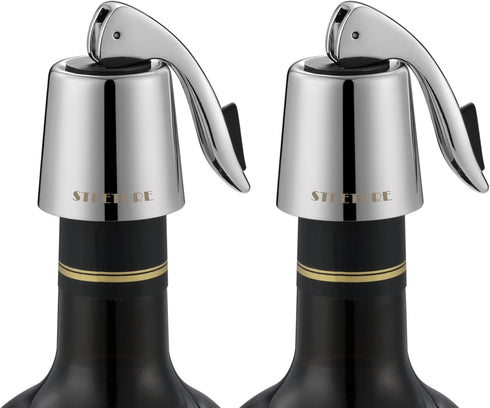 Wine Stoppers for Wine Bottles Pack of 2, Stainless Steel Wine Corks with Silicone Plug, Leak-Proof W stopper Reusable for Beverage, Alcohol Bottl...