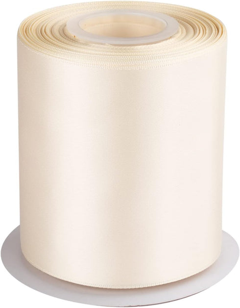 4" Inch Double Faced Satin Ribbon Ivory Solid Polyester Craft Ribbon - 25 Yards Perfect for Gift Wrapping, Crafts, Wreath, Wedding Party Ceremony ...