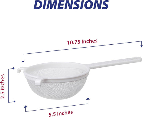 HIC Kitchen Double-Ear Fine Mesh Strainer, BPA Free, 5.5-Inch Diameter...