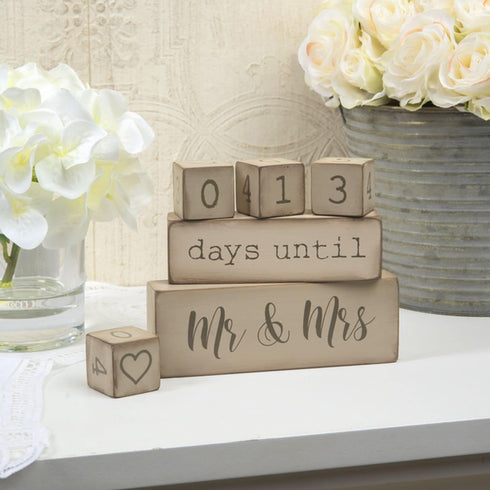 Ganz 6 Piece Wooden Block Wedding Day Countdown Calendar...