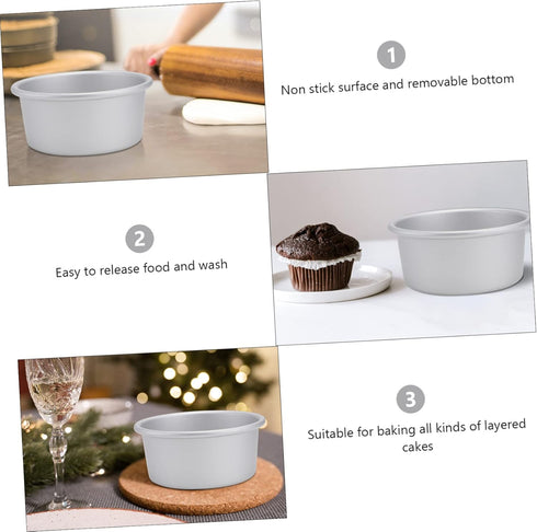PRETYZOOM 3pcs 5 Nonstick Toaster Oven Pan Bread Tin Steaming Pan Anodized Aluminum Cake Pan Pudding Round Baking Cake Pan Layer Cake Pan Baking P...