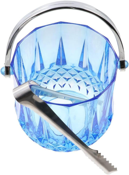 Acrylic Champagne Bucket with Stainless Steel Ice Tongs Portable Ice Bucket Clear Ice Container Reusable Wine Bucket Transaprent Beer Bucket for H...