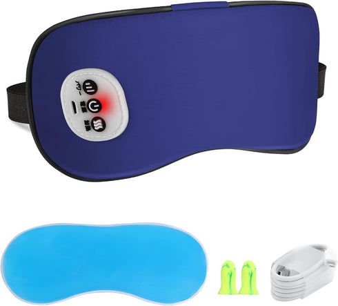 Cordless Heated Eye Massager with Cooling Eye Pad, Vibrating Heating Sleeping Mask for Men Women Kids -USB Charing Heated Eye Mask Electric for Dr...