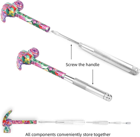 YOUMI 6 in 1 Multifunctional Floral Hammer & Screwdriver Tool Set Claw Hammer with Slotted/Flat Head Phillips Screwdriver Nail Puller Best Christm...