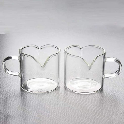 BCnmviku Shot Glasses Espresso Parts Double Spouts Milk Cup Clear Glass (Clear Glass-2Pack)...