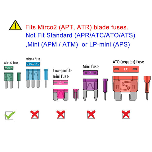 MuHize Micro2 Fuse Tap Adapter Kit - 10 Pack Premium Add-A-Circuit ATR Blade Fuses Holder with 10 Free 5A Fuses | Easy Installation for Car Truck ...