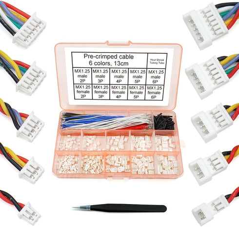 1.25mm Male and Female Connectors Socket and plug with Pre-crimped Cables Compatible with JST Molex PicoBlade 1.25 for Pixhawk Silicone 13cm Wire ...