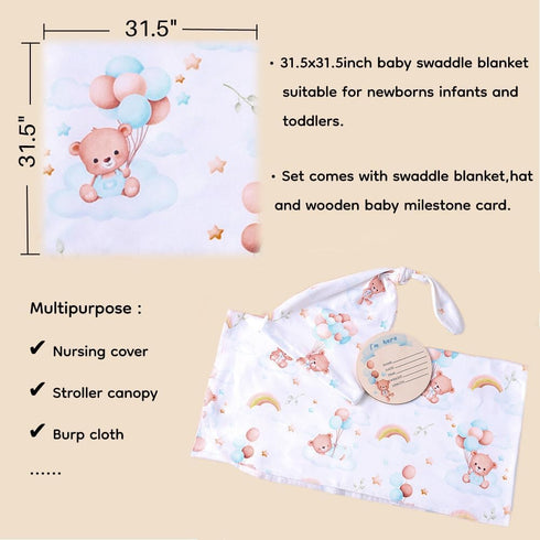 Baby Swaddle Blanket and Headband Set, Newborn Receiving Blanket Swaddle Wrap for Girls and Boys, Swaddling Blankets Neutral for Newborn? Soft and...