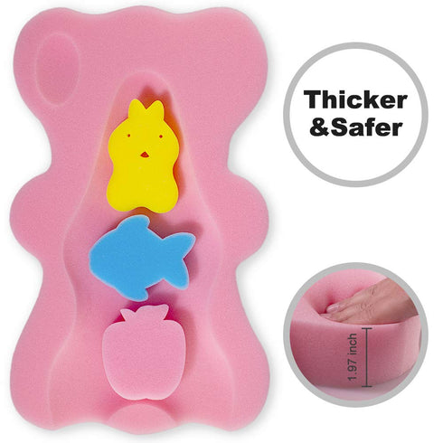 HALLO Soft Infant Bath Sponge Skid Proof Baby Bath Mat Newborn Odor Free (Pink)...