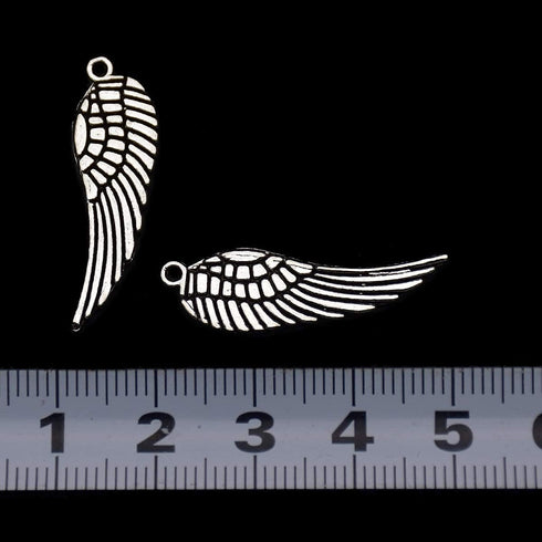 VIDRIO Pack of 80 Angel Wings Charms Pendants Silver Craft Supplies for Jewelry Making Tibetan Accessories for Bracelets Necklace DIY...