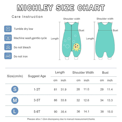 MICHLEY Toddler Sleeping Sack with Feet Newborn Infant Sleeveless Sleeping Bag 2-way Zipper Baby Wearable Blanket for Walkers,Green Octopus,5-6T...
