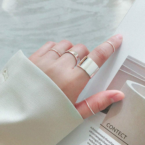 14mm Wide 925 Sterling Silver Plain Big Adjustable Open Finger Ring Cuff Thumb Ring Band Fits US Size 5-7...