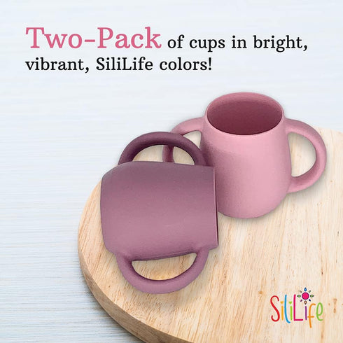 Silicone Baby Cups for Baby or Toddler 2 Pack Flexible Food-Grade Safe BPA Free with Easy-Grip Handles for Self-Feeding Training...