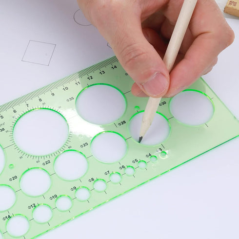 Giantree Circle Templates Measuring Ruler, 2Pcs Circle Stencil Geometry Ruler Geometric Drawing Stencil Ruler Digital Drawing Set for Office and S...