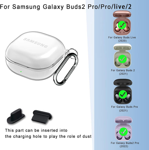 Clear for Galaxy Buds Fe Case - 2 Pro 2022/ Buds Pro/Buds 2 2021/ Buds Live 2020 Cover 8 in 1 Accessories Set Kit for Samsung Galaxy Buds Fe Earbu...