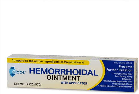Globe (4 Pack) Hemorrhoidal Ointment, Phenylephrine HCl, Petrolatum, Mineral Oil, Relief from Burning, Itching and Discomfort of Hemorrhoids, 2 Ou...