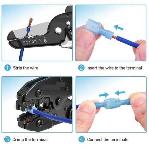 160 Pcs Spade Connectors, Fully Insulated, Wire Connectors Kit, Material, Electrical Connectors Kit for Crimp Connectors, Terminal Connectors for ...