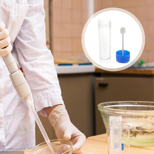 10Pcs Plastic Specimen Cups, 25-30ml Stool Container Sample , Urine Cup with Spoon and Lid for Laboratory...