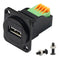 QIANRENON USB2.0 Panel Mount Terminal Block Connector Panel Mount USB 2.0 Type A Female to 4-pin Solderless Connector Push-Type Socket...