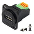 QIANRENON USB2.0 Panel Mount Terminal Block Connector Panel Mount USB 2.0 Type A Female to 4-pin Solderless Connector Push-Type Socket...
