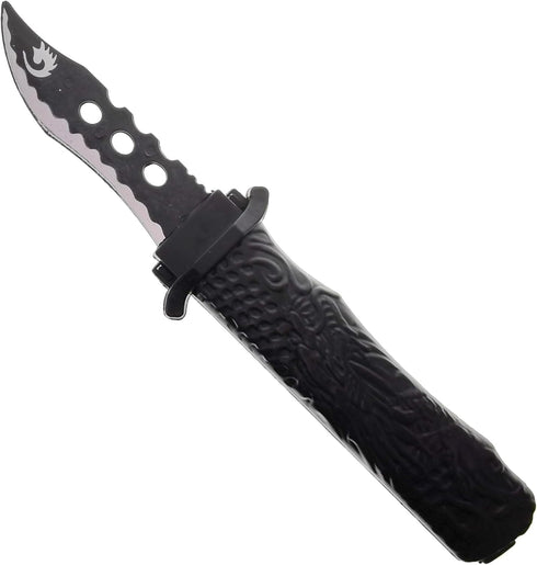 3pcs Retractable Fake Knife Realistic Toy Plastic Prop Black Dragon Pattern Handle Dagger Drop Point for Halloween Fools Day Party Cosplay Joke Ga...
