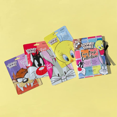 MAD Beauty Looney Tunes Character Sheet Face Mask Booklet (4-Pack) | Bugs Bunny, Sylvester, Tweety, Taz | Strawberry, Passionfruit, Honey | Skinca...