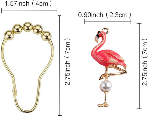Set of 12 Flamingo Shower Curtain Hooks Decorative Home Bathroom Stainless Steel Rustproof Shower Curtain Rings Decor Accessories (Flamingo)...