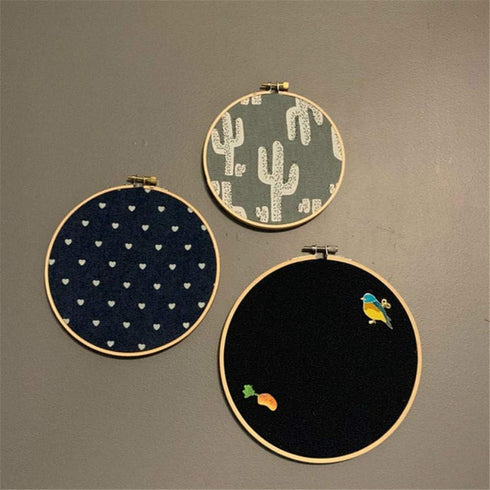 REOVE Wall Hanging Pin Collection Display Stand Enamel Pin Display Holder Display Board, Canvas Leather Embroidery Hoop for Display Pins Buttons W...