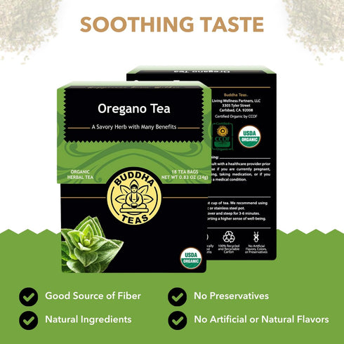 Buddha Teas - Organic Oregano Tea - Herbal Tea - For Health & Wellbeing - With Antioxidants & Minerals - Clean Ingredients - Caffeine Free - OU Ko...