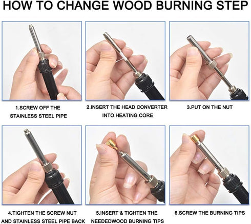 Wood Burning Tips Set with Carving Pen, 27pcs Wood Burning Tool Carving Iron Tip for Wood Pyrography Carving Embossing Soldering DIY Crafts, Brass...
