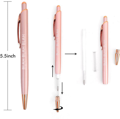 10 Pack Funny Sarcastic Ballpoint Pens, Office Snarky Metal Luxury Rose Gold Ballpoint Pen Encouraging, Office Gift, Black Ink...
