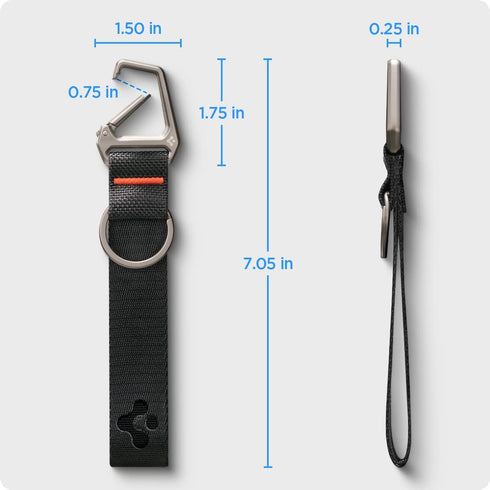 Spigen Life Carabiner Lanyard Keychain Strap for Keys ID Badge Wallet Holder and Everyday Carry Items Wrist Keychain Ring Carabiner - Black...