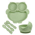 Owl Shape Silicone Baby Feeding Set, Toddler Suction Plates and Bowls Set with Spoons, Kids Silicone Dinnerware Set Eating Utensils, Green...